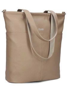 Zwei Torebka "M145" w kolorze jasnobrązowym - 35 x 37 x 15 cm rozmiar: onesize. Brązowe shopper bag Zwei, bez wzorów, z materiału, na ramię, bez dodatków. Za 188,85 zł.