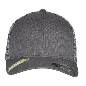 Melanżowa Czapka Trucker Cap. Czarne czapki FLEXFIT, bez wzorów, sportowe. Za 84,99 zł.