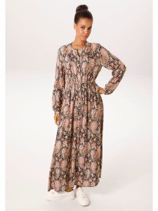 Aniston Sukienka w kolorze jasnoróżowo-czarnym rozmiar: 46. Brązowe sukienki Aniston, bez wzorów, z wiskozy, bez kołnierzyka, bez ramiączek, maxi. Za 252,99 zł.