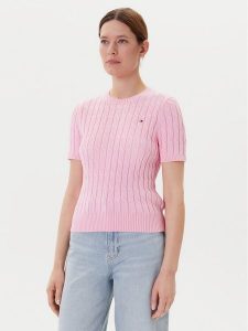 Tommy Hilfiger Sweter WW0WW45656 Różowy Regular Fit. Czerwone swetry klasyczne TOMMY HILFIGER, m, z bawełny, bez kołnierzyka. Za 359,99 zł.