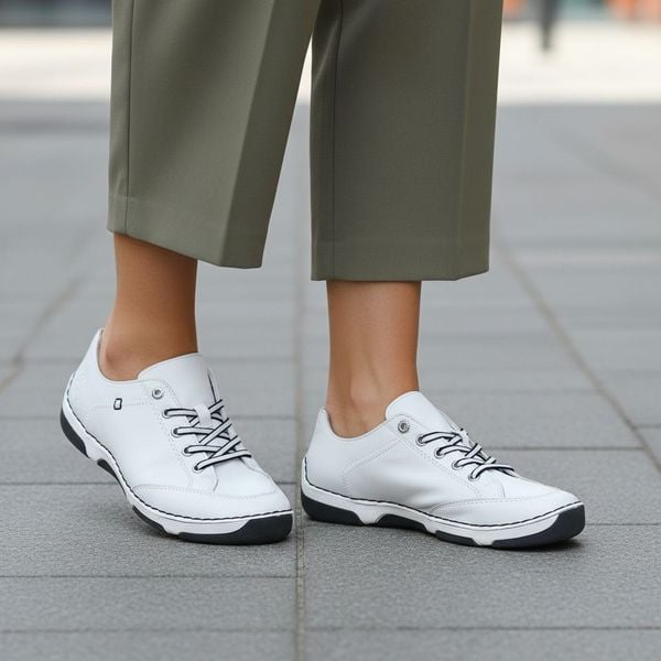 Półbuty damskie Rieker, cholewka skóra naturalna klasyczne sznurowanie i lekka elastyczna podeszwa zapewniają komfort, białe, 55901-80. Białe półbuty Rieker, bez wzorów, z jeansu, bez obcasa, bez zapięcia. Za 349,00 zł.