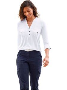 Heine Bluzka w kolorze białym rozmiar: 42. Białe bluzki Heine, bez wzorów, bez kołnierzyka, bez ramiączek. Za 56,99 zł.