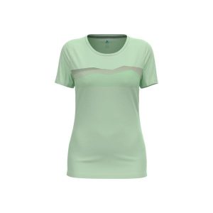 Koszulka damska Odlo F-DRY RIDGELINE T-shirt crew neck s/s. Zielone koszule nocne ODLO, bez wzorów, bez ramiączek. Za 269,99 zł.
