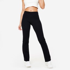 Legginsy fitness damskie Domyos rozkloszowane. Szare legginsy DOMYOS, bez wzorów, z bawełny. Za 69,99 zł.