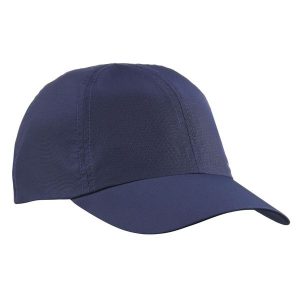 Czapka trekkingowa z daszkiem Forclaz Travel 100. Niebieskie czapki FORCLAZ, bez wzorów, z materiału, sportowe. Za 21,99 zł.