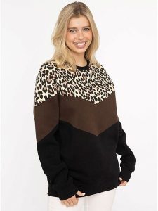 Zwillingsherz Bluza "Konny" w kolorze czarno-brązowym rozmiar: S/M. Brązowe bluzy Zwillingsherz, m, bez wzorów, bez kaptura. Za 228,38 zł.