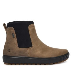 Sztyblety ECCO. Brązowe botki ecco, bez wzorów, bez obcasa, na płaskiej podeszwie, bez zapięcia. Za 579,99 zł.