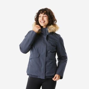 Kurtka turystyczna damska zimowa Quechua SH500 -8°C wodoodporna. Niebieskie kurtki QUECHUA, na zimę, l, bez wzorów, z futra, bez kaptura. Za 249,99 zł.