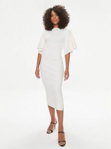 Ted Baker Sukienka dzianinowa Lounia 266260 Biały Slim Fit. Białe sukienki Ted Baker, bez wzorów, z dzianiny, bez kołnierzyka, bez ramiączek. Za 659,99 zł.