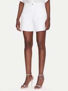 Guess Szorty jeansowe W5GD1A D4T50 Biały Regular Fit. Białe szorty Guess, z aplikacjami, z bawełny. Za 209,99 zł.