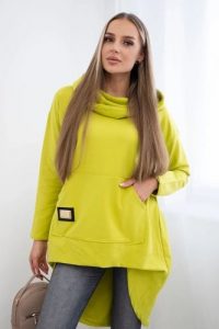 Bluza z długim tyłem i kapturem kiwi. Bluzy KESI, l, bez wzorów, z bawełny. Za 229,98 zł.