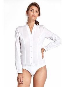 Nife Bluzka-body w kolorze białym rozmiar: 36. Białe bluzki Nife, bez wzorów, z bawełny, bez kołnierzyka, bez ramiączek. Za 161,34 zł.