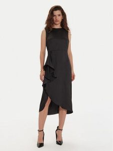 DKNY Sukienka koktajlowa DD4GTB81 Czarny Slim Fit. Czarne kombinezony DKNY, bez wzorów, z syntetyku, wizytowe, bez kołnierzyka, bez ramiączek. Za 379,99 zł.