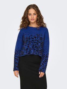 ONLY Sweter w kolorze niebiesko-czarnym rozmiar: XL. Niebieskie swetry oversize ONLY, xl, bez wzorów, bez ramiączek. Za 87,81 zł.