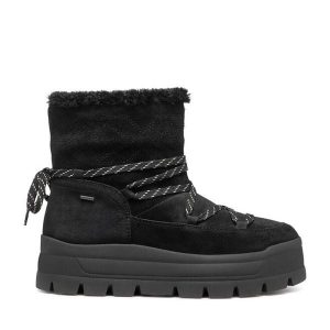 Śniegowce Geox. Czarne buty zimowe Geox, bez obcasa, bez zapięcia. Za 469,99 zł.