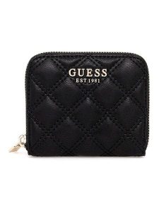 Guess Portfel w kolorze czarnym - 11 x 9,5 cm rozmiar: onesize. Czarne portfele Guess, z aplikacjami. Za 186,19 zł.