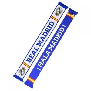Real Madryt szalik kibica dwustronny Double Knitted 1ST wielokolorowy. Białe rękawiczki REAL MADRID, bez wzorów. Za 119,00 zł.