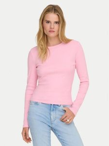 ONLY Bluzka Val 15371305 Różowy Regular Fit. Czerwone bluzki ONLY, m, bez wzorów, z bawełny, bez kołnierzyka, bez ramiączek. Za 79,99 zł.