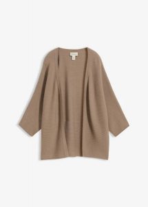 Kardigan. Brązowe kardigany bonprix, prążkowane. Za 112,99 zł.
