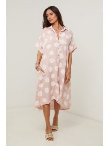 Le Monde du Lin Lniana sukienka w kolorze biało-jasnoróżowym rozmiar: 34/36. Różowe sukienki Le Monde du Lin, bez wzorów, ze lnu, z asymetrycznym kołnierzem, bez ramiączek, midi, asymetryczne. Za 173,99 zł.