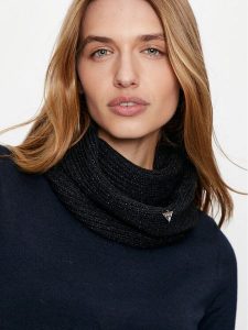 Guess Komin AW5237 WOL03 Czarny. Czarne rękawiczki Guess, z aplikacjami, z materiału. Za 269,99 zł.