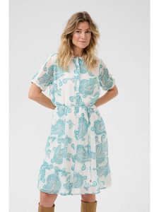 Kaffe Sukienka w kolorze kremowym rozmiar: 44. Brązowe sukienki Kaffe, na co dzień, bez wzorów, z tkaniny, bez kołnierzyka, bez ramiączek, midi, proste. Za 173,99 zł.