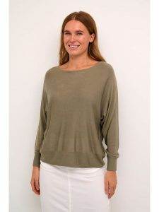 Kaffe Sweter w kolorze khaki rozmiar: XL. Brązowe swetry oversize Kaffe, xl, bez wzorów, ze splotem, bez ramiączek. Za 83,22 zł.