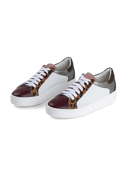 Anna Morellini Skórzane sneakersy "Getta" w kolorze srebrno-białym rozmiar: 41. Białe trampki Anna Morellini, bez wzorów, bez zapięcia. Za 346,99 zł.