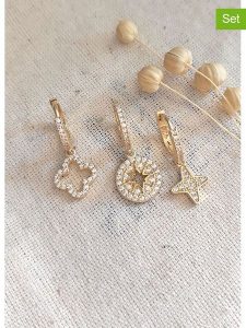 Miu Silver Pozłacane kolczyki (3 szt.) z cyrkoniami rozmiar: onesize. Szare kolczyki Miu Silver, z cyrkonią, pozłacane. Za 143,56 zł.