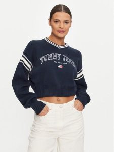 Tommy Jeans Sweter Varsity DW0DW18692 Granatowy Relaxed Fit. Niebieskie swetry klasyczne Tommy Jeans, l, z bawełny, bez kołnierzyka. Za 309,99 zł.