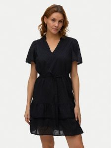 Vero Moda Sukienka koktajlowa Trine 10342726 Czarny Regular Fit. Czarne sukienki Vero Moda, xs, bez wzorów, z bawełny, wizytowe, bez kołnierzyka, bez ramiączek. Za 179,99 zł.