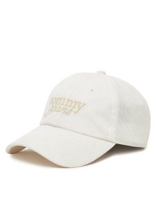 Tommy Jeans Czapka z daszkiem Script AW0AW17908 Écru. Białe czapki Tommy Jeans, bez wzorów, z jeansu. Za 104,99 zł.
