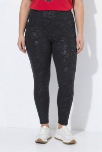 Damskie Legginsy treningowe wysoki stan szybkoschnący materiał elastyczny pas. Czarne legginsy Ulla Popken, bez wzorów, z elastanu, z podwyższonym stanem. Za 239,99 zł.