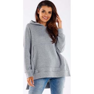 Bluza z Kieszenią Kangurką - Szara. Szare bluzy Infinite You, l, bez wzorów, z bawełny, bez kaptura. Za 209,90 zł.