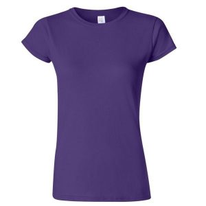 Koszulka Damska Krótki Rękaw Soft Style. Fioletowe bluzki GILDAN, l, bez wzorów, sportowe, bez kołnierzyka, bez ramiączek. Za 29,99 zł.