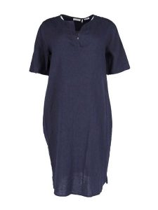 Gerry Weber Lniana sukienka w kolorze granatowym rozmiar: 36. Niebieskie sukienki Gerry Weber, bez wzorów, ze lnu, bez kołnierzyka, bez ramiączek, midi. Za 136,45 zł.