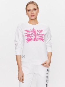 John Richmond Bluza UWP23010FE Biały Regular Fit. Białe bluzy JOHN RICHMOND, l, bez wzorów, z bawełny, bez kaptura. Za 399,99 zł.