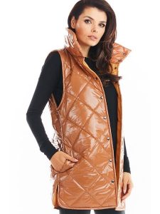 Awama Kamizelka w kolorze beżowym rozmiar: S/M. Brązowe kamizelki Awama, m, bez wzorów, bez kołnierzyka, bez ramiączek, bez kaptura. Za 164,99 zł.