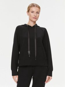 Guess Bluza W4RQ04 KBYE2 Czarny Regular Fit. Czarne bluzy Guess, s, z aplikacjami, z syntetyku, bez kaptura. Za 379,99 zł.