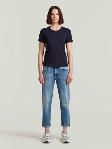 G-Star Dżinsy - Boyfriend fit - w kolorze niebieskim rozmiar: W29/L30. Niebieskie jeansy G-Star, z aplikacjami, ze skóry, z podwyższonym stanem. Za 245,45 zł.