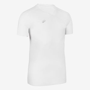 Koszulka piłkarska Kipsta Essential Club. Czerwone bluzki KIPSTA, l, bez wzorów, z materiału, sportowe, bez kołnierzyka, bez ramiączek. Za 24,99 zł.