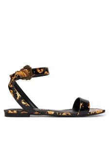 Versace Jeans Couture Sandały 80VA3S61 ZS366 G89 Czarny. Czarne sandały Versace Jeans Couture, bez wzorów, z jeansu, bez obcasa, na płaskiej podeszwie, bez zapięcia. Za 559,99 zł.