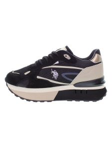 U.S. Polo Assn. Skórzane sneakersy w kolorze czarno-beżowym rozmiar: 36. Brązowe trampki U.S. Polo Assn., bez wzorów, z materiału, bez zapięcia. Za 156,98 zł.