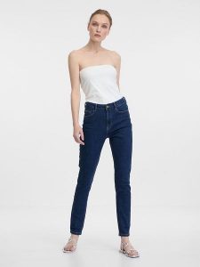 Orsay Dżinsy - Slim fit - w kolorze granatowym rozmiar: 36. Niebieskie jeansy Orsay, bez wzorów, z podwyższonym stanem. Za 83,42 zł.