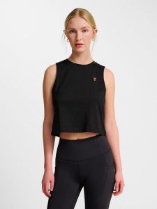 Damski tank top Hummel Hiit. Czarne topy Hummel, xs, bez wzorów, z bawełny, klasyczne, bez kołnierzyka, bez ramiączek. Za 105,00 zł.