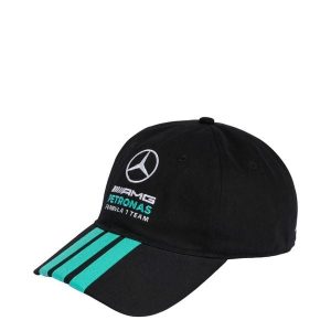 CZAPKA MERCEDES - AMG PETRONAS FORMULA 1 TEAM DNA 3 STRIPES. Czarne czapki ADIDAS, bez wzorów, z bawełny, eleganckie. Za 149,00 zł.