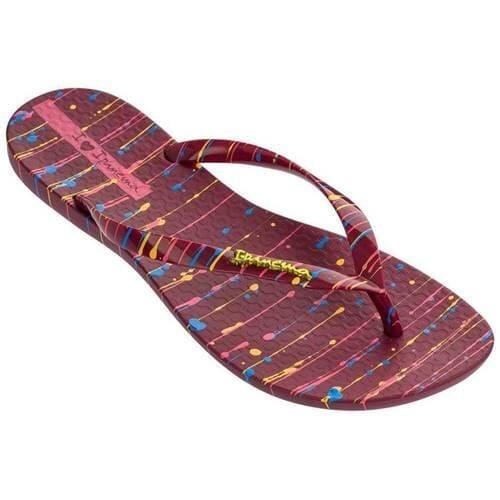 Japonki damskie Ipanema Wave Art Fem. Czerwone klapki Ipanema, bez wzorów, z materiału, bez obcasa. Za 146,00 zł.