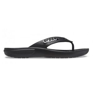 Japonki damskie Crocs Classic Flip. Czarne klapki Crocs, bez wzorów, z materiału, bez obcasa. W wyprzedaży za 180,85 zł.