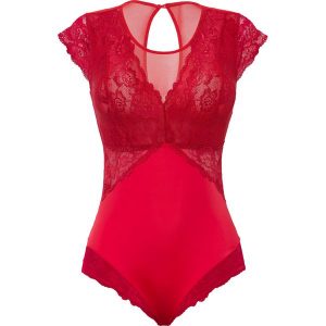 Body bez fiszbinów z delikatną koronką. Czarne body i gorsety bonprix, bez wzorów, z koronki. Za 127,99 zł.