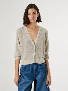 Pepe Jeans Kardigan "Claire" w kolorze szaro-lawendowo-żółtym rozmiar: M. Szare kardigany Pepe Jeans, z jeansu. Za 206,42 zł.